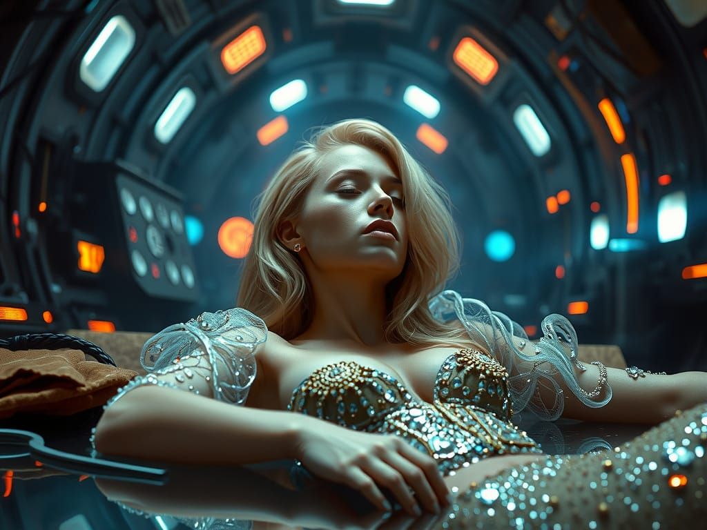 Radiant Woman in a Mystical Alien Laboratory