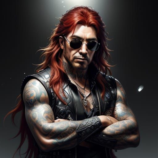 Hyperrealistic Wrestler in Triadic Colors