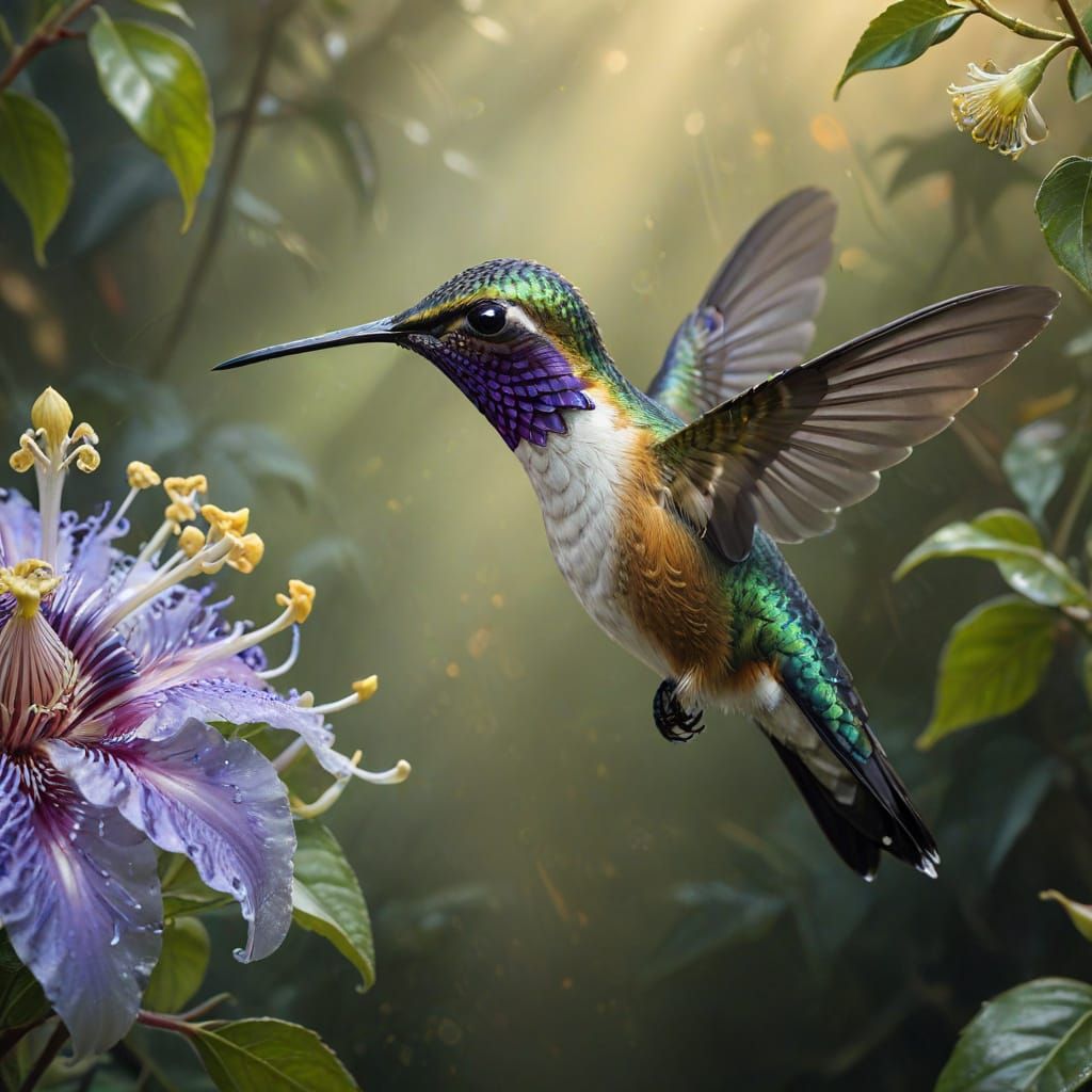 Hummingbird Sipping Nectar: a Wildlife Close-Up