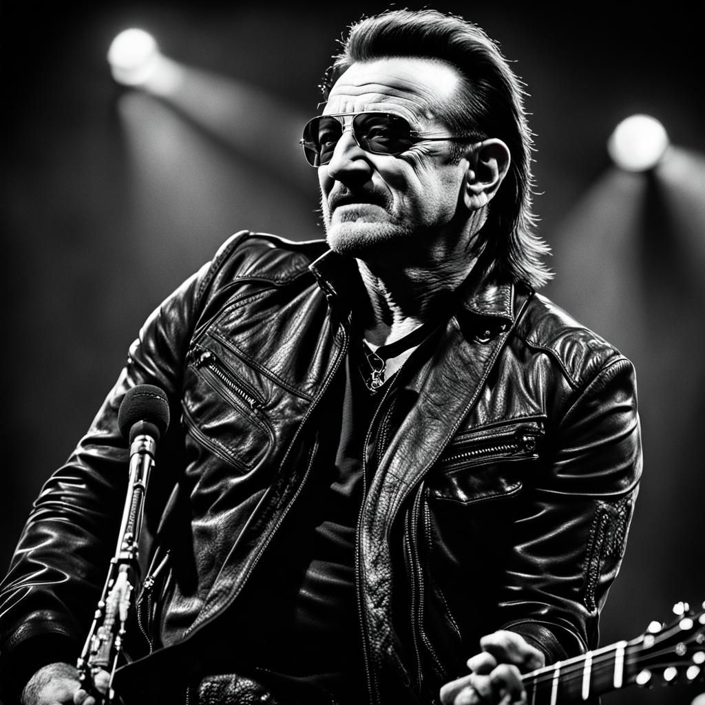 Hyperrealistic Portrait of Bono Vox in Sharp Focus