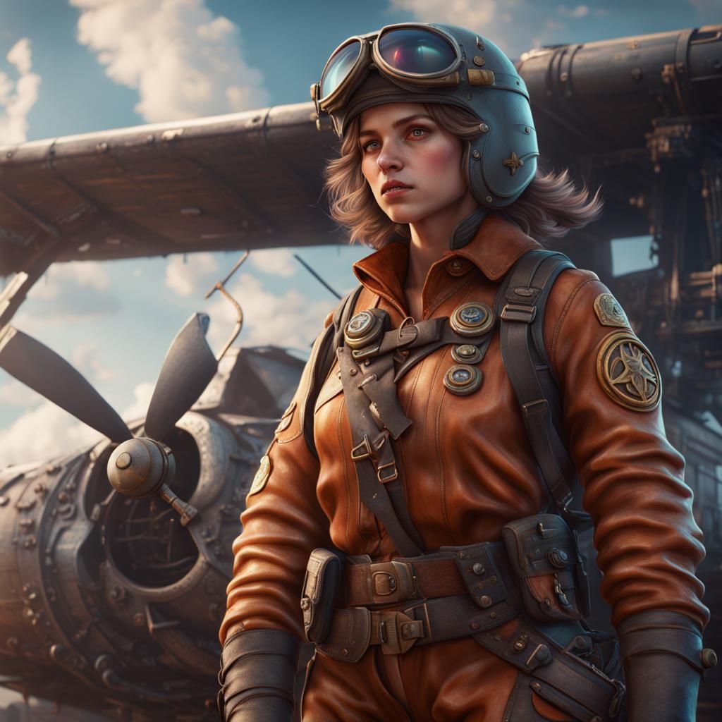 Fantasy Girl Pilot Concept Art in 8K