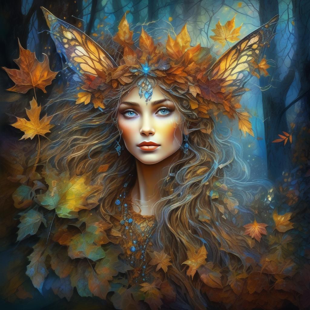 Mysterious Autumn Fairy in Romantic Style