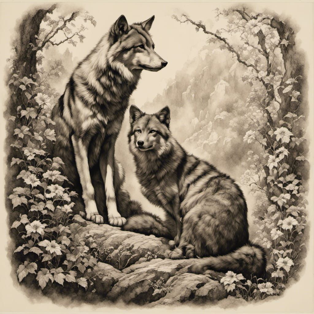 Little Red Riding Hood Escaping Wolf in Enchanted Forest