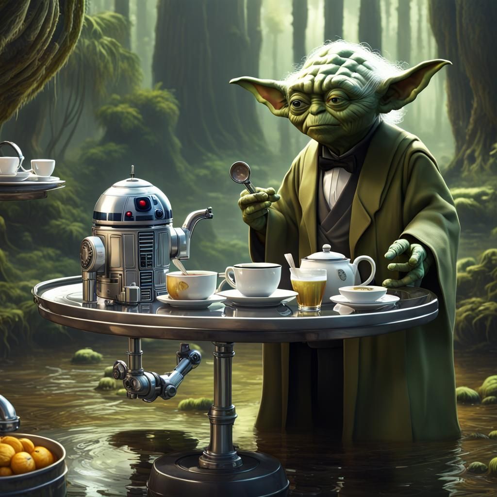 Robotic Butler Serves Tea to Yoda: Splash Art