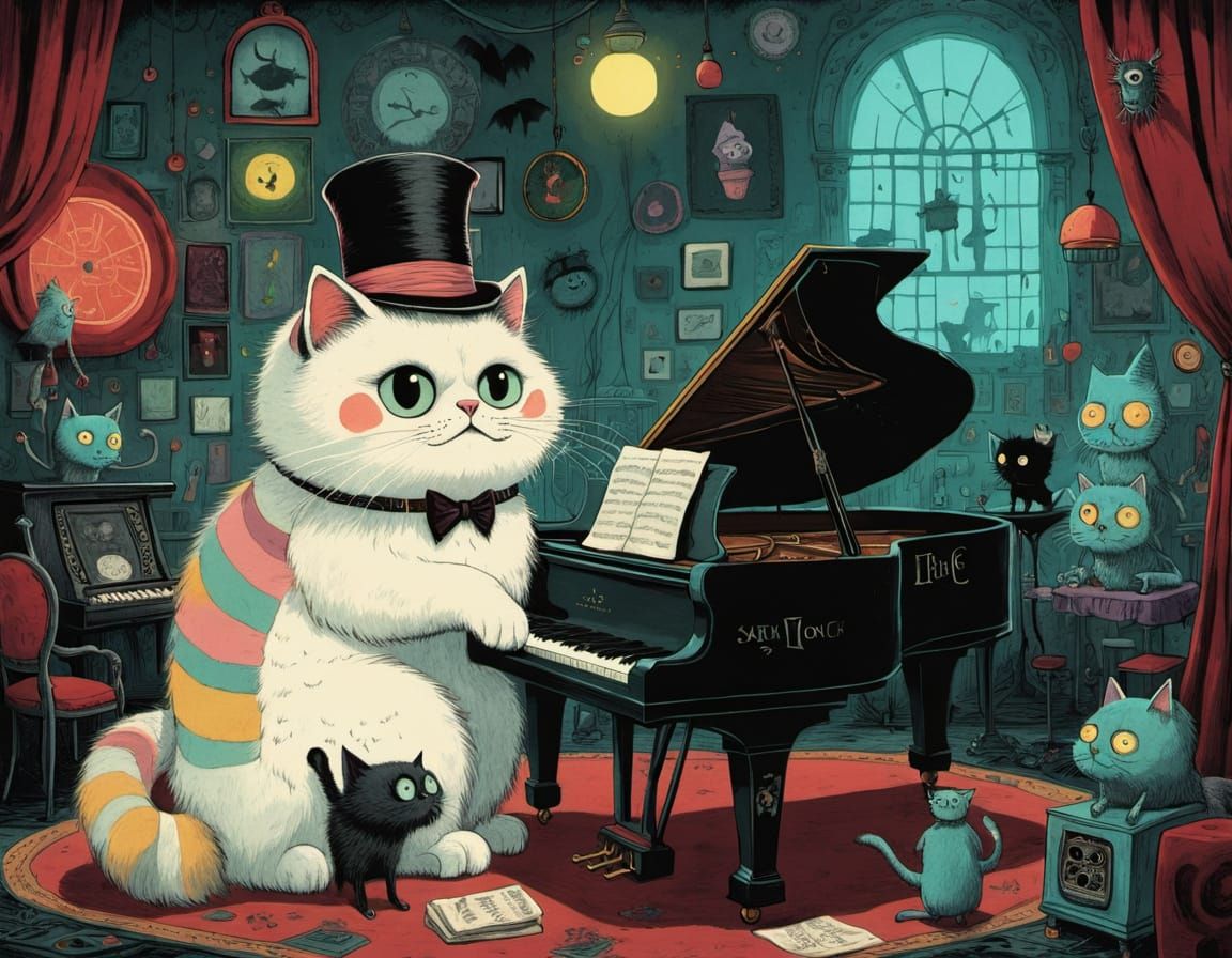 Pastel Cat in Post-Apocalyptic Jazz Club