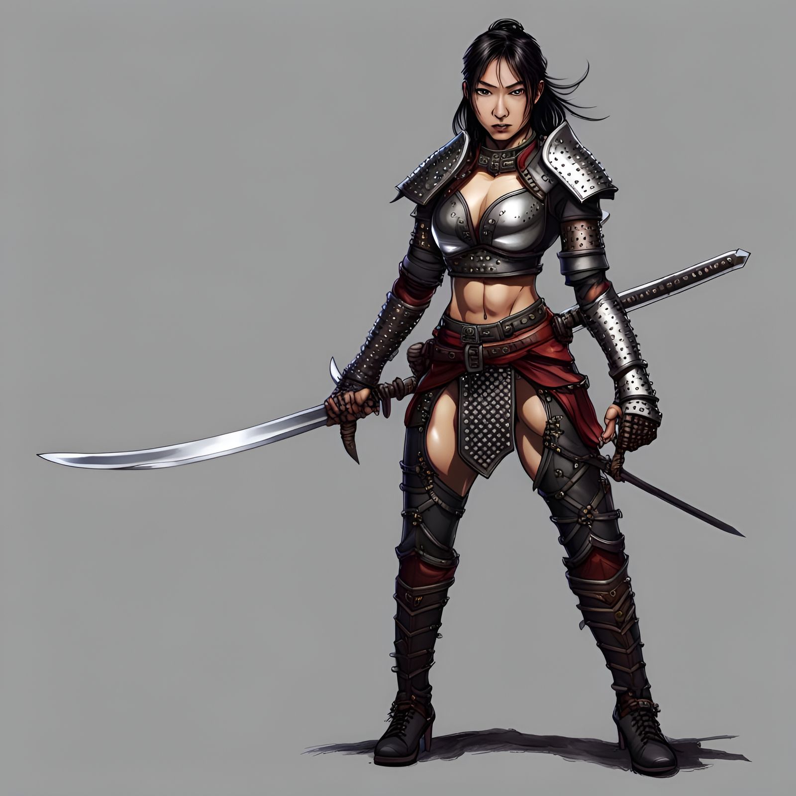 Asian Female Rogue Fighter with Katanas