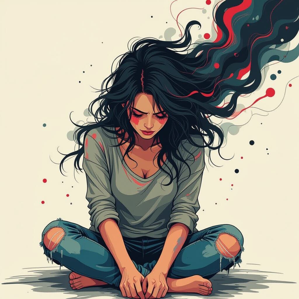 Anxiety Manifestation: A Dynamic Inked Sketch