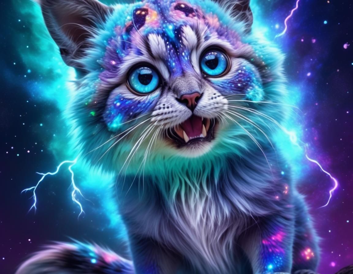 Adorable Cosmic Creature with Galaxy Eyes