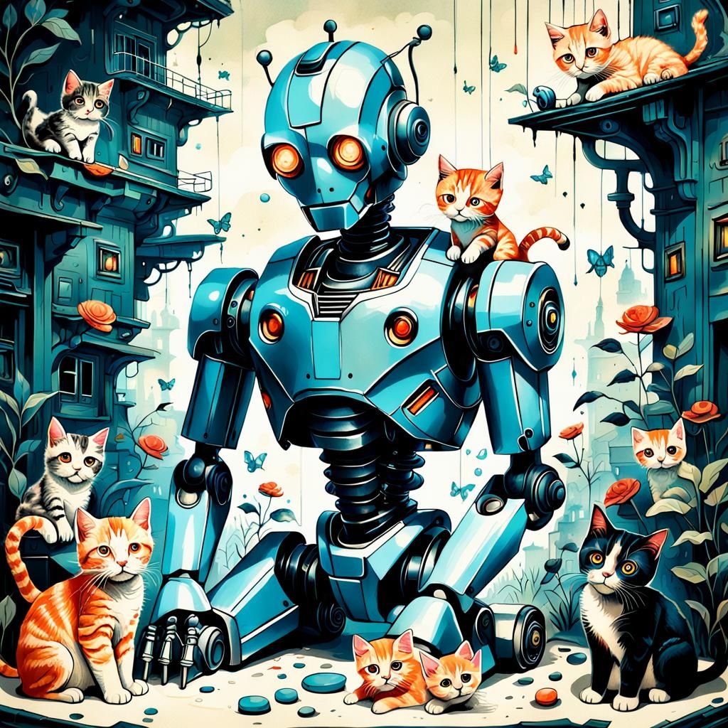 Robot's Playtime: Hyperdetailed Digital Painting