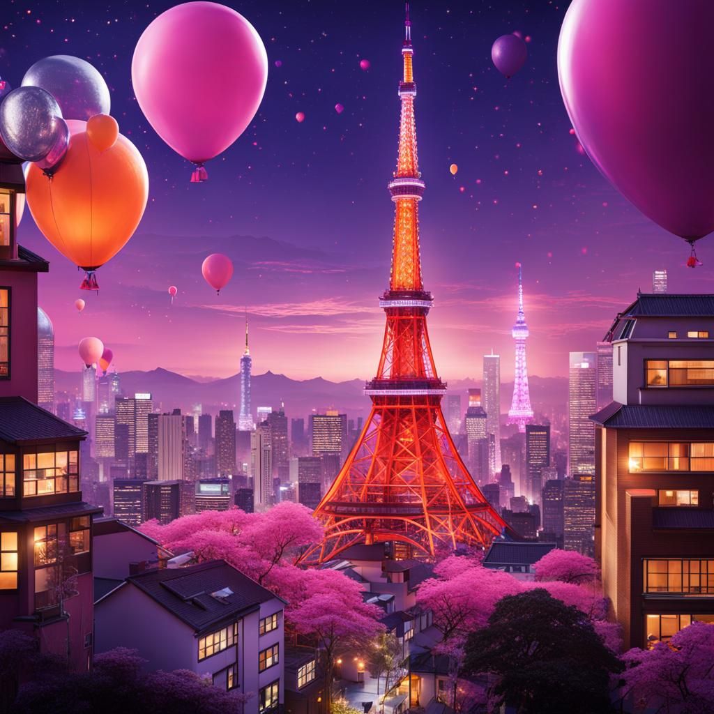 Birthday Party Invitation with Tokyo Tower Theme