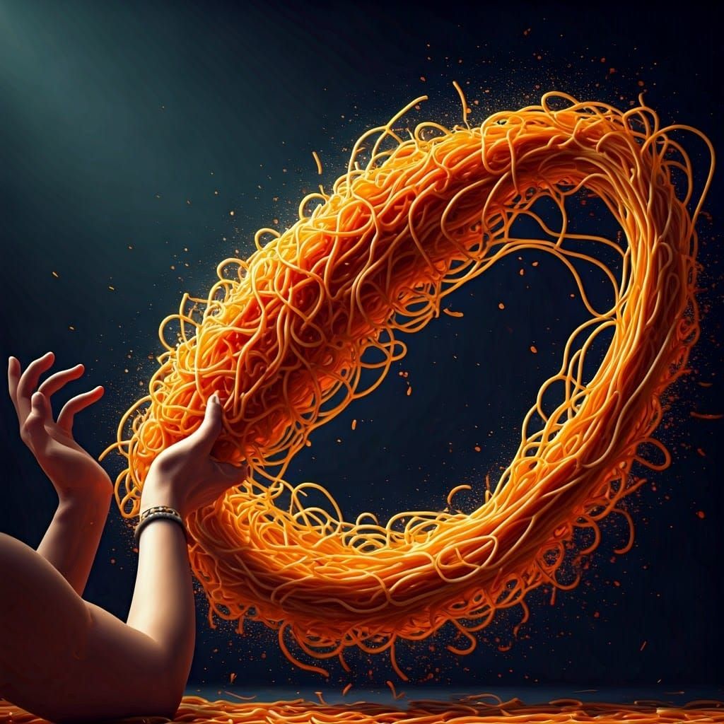 Exploding Spaghetti Food Fight, Digital Matte Painting