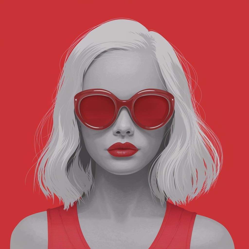 Endearing Minimalist Concept Art in Crimson Mixed Media