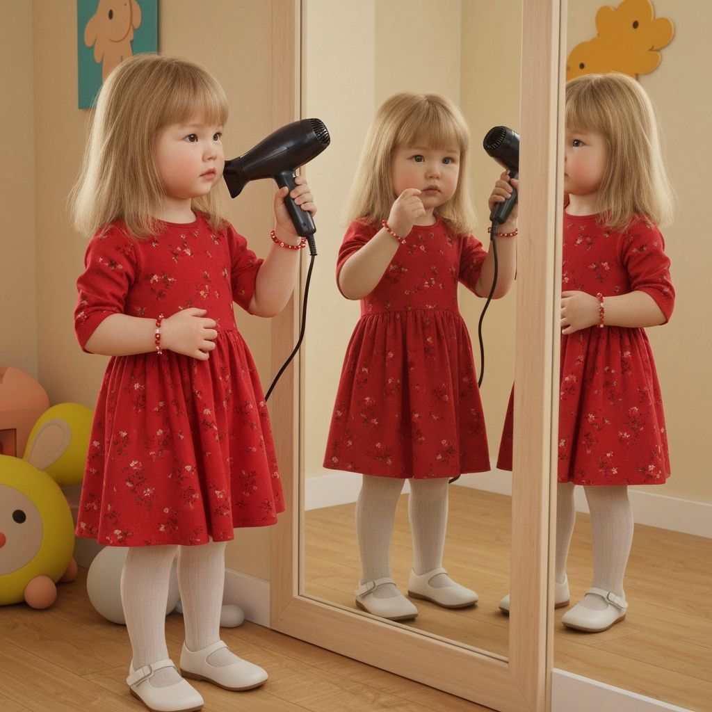 Realistic Photo of a Girl Drying Her Hair