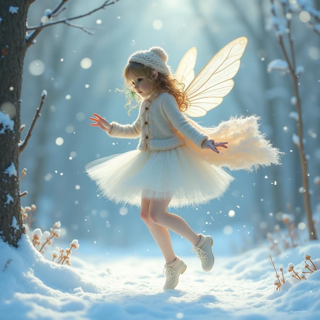 Winter Fairy Ballerina in Snowy Woods