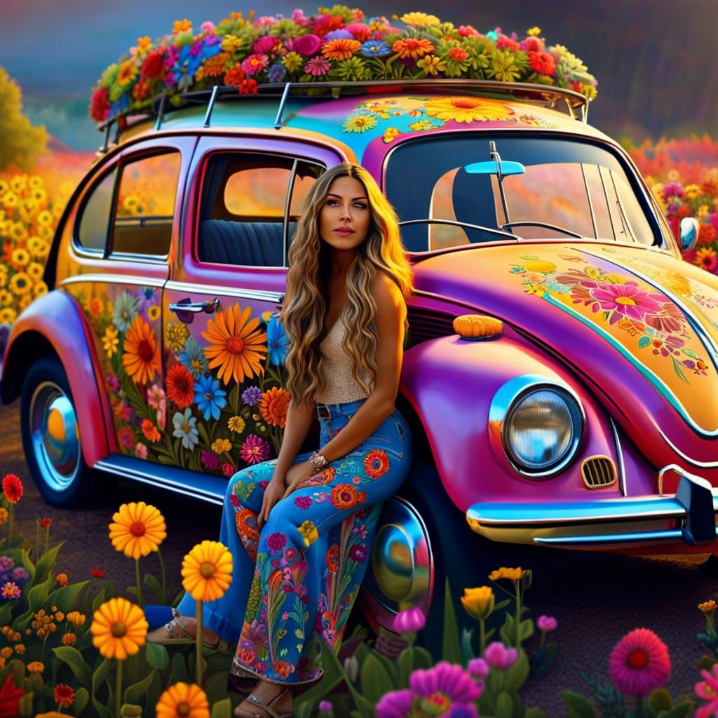 Flower Power Hippie Girl