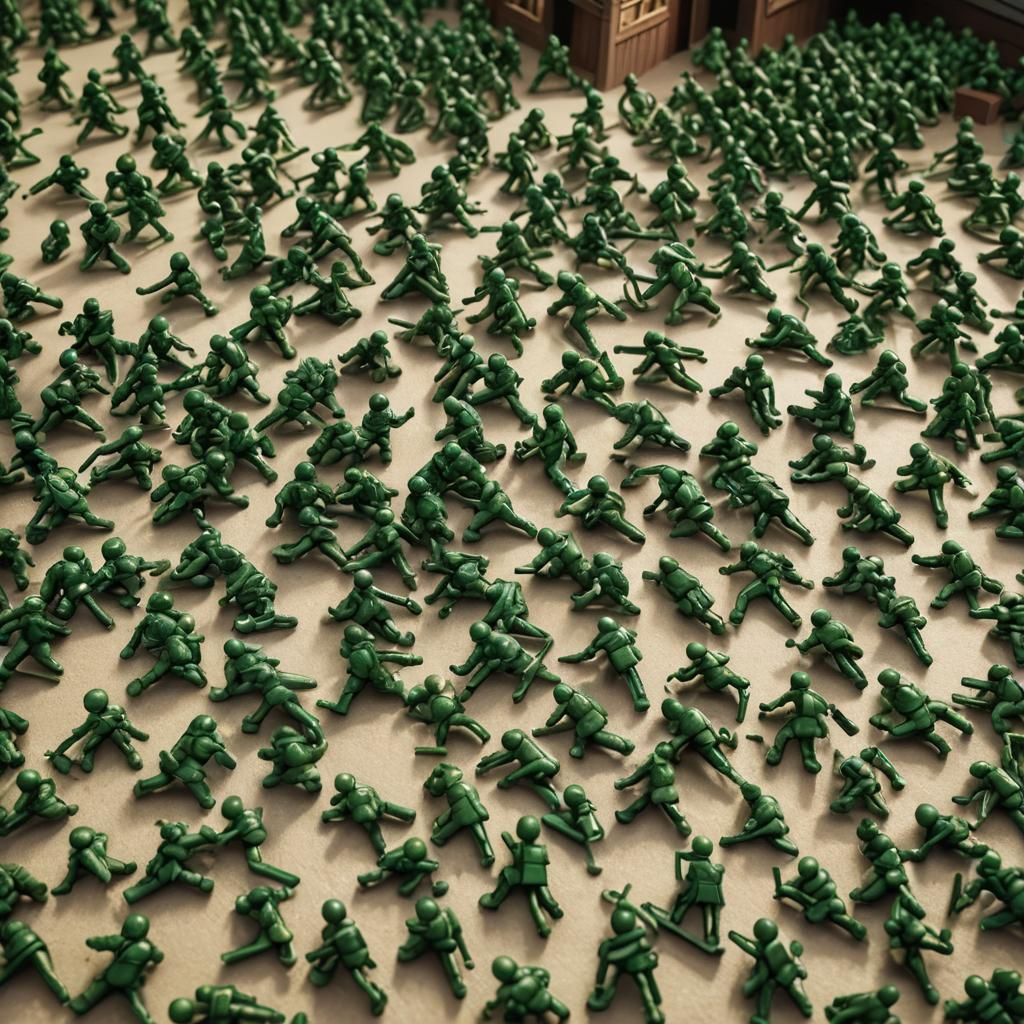 Toy Soldiers Swarm Boy in Fantasy Matte Painting