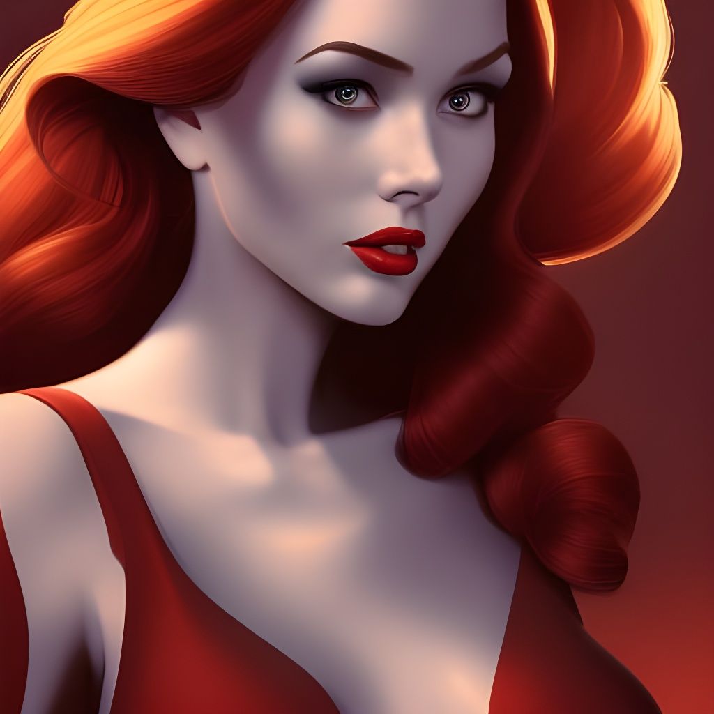 Hyperdetailed Jessica Rabbit Portrait in Art Nouveau Style