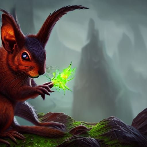 Corrupted Dark Squirrel in Detailed Matte Painting