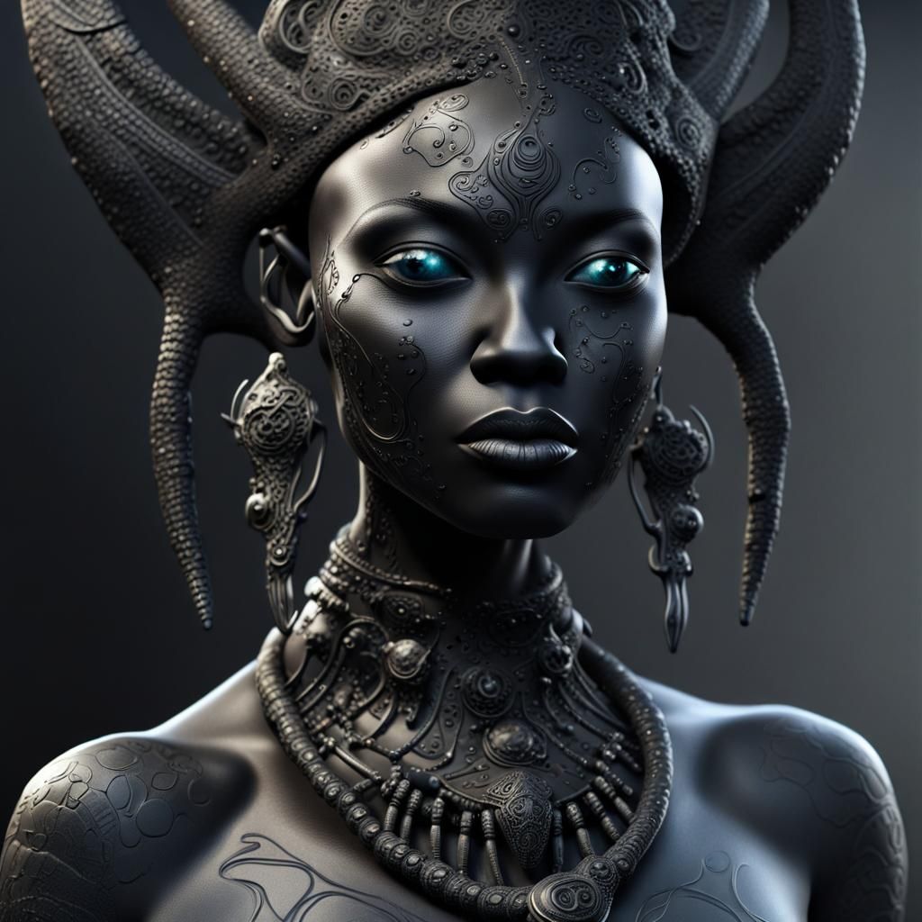 Alien War Goddess in Digital Isometric 3D Rendering