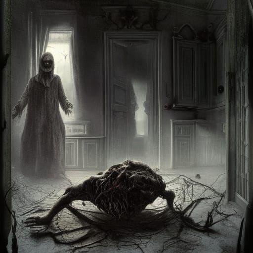 Gangster in Classic Car: Surreal Horror Scene