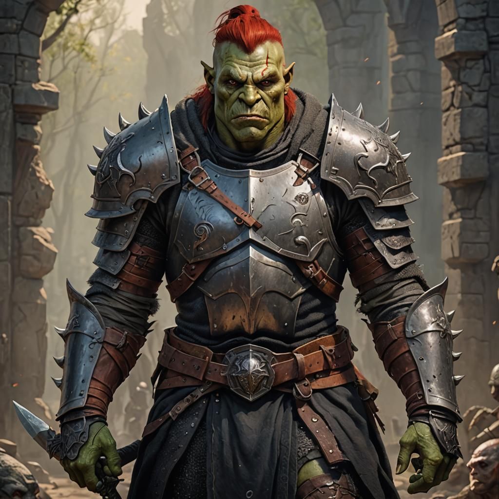 Handsome Orc Knight with Red Hair