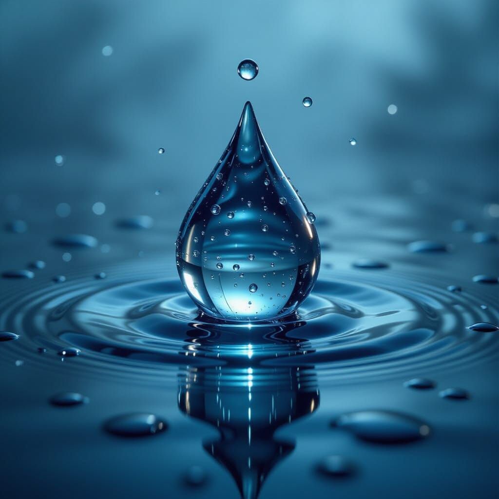 Hyperrealistic Water Droplets in Cinematic Lighting