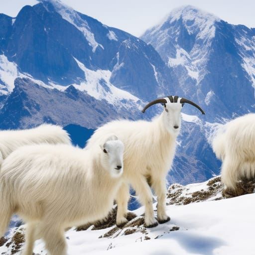 Mountain Goats on Snowy Mountaintops