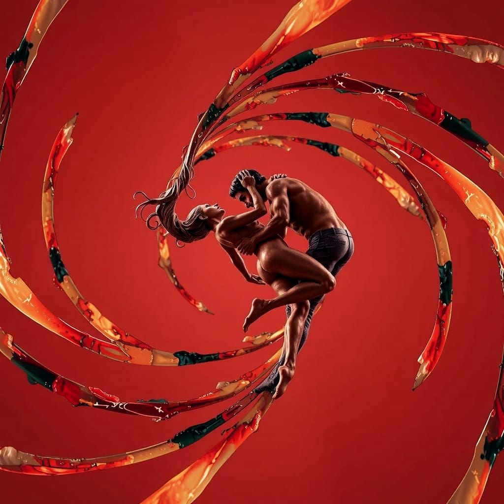 Hyperrealistic Sculpture of Intertwined Figures in Dance