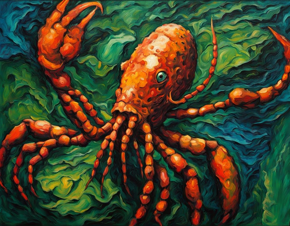 Surrealistic Ebi Rah Hybrid Homunculus in Bloody Expressioni...