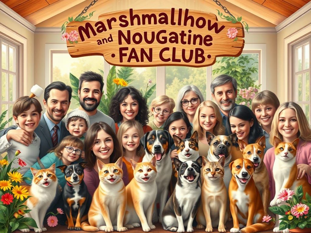 Warm Gathering of Friends and Pets in a Sunlit Sanctuary