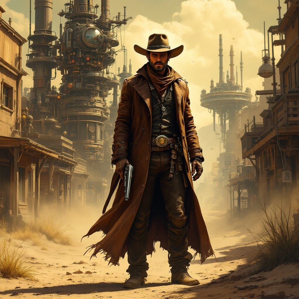 Steam-Powered Gunslinger Stands Tall in Futuristic Western T...