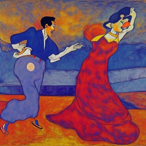 Donald Duck and Trump Flamenco, Expressionist Icon Style