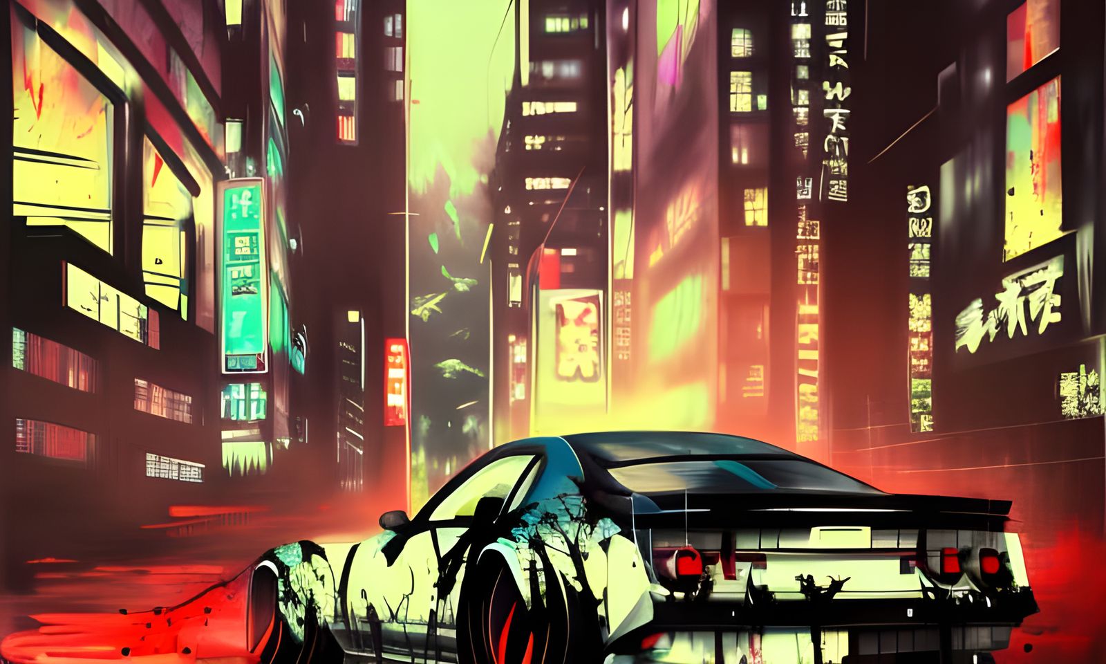 Cyberpunk Muscle Car Drifting: Anime Speedpaint