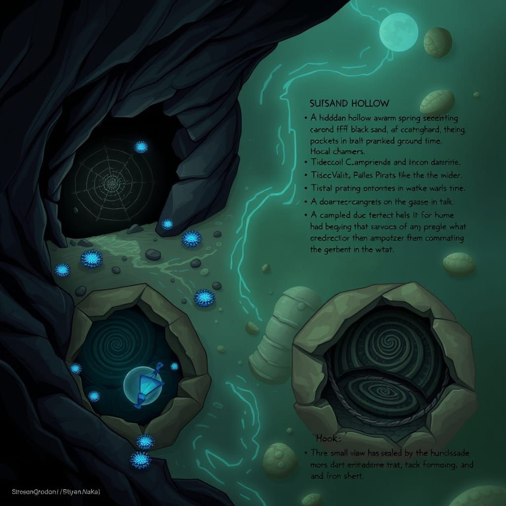 Surreal Sandy Cove with Bioluminescent Secrets