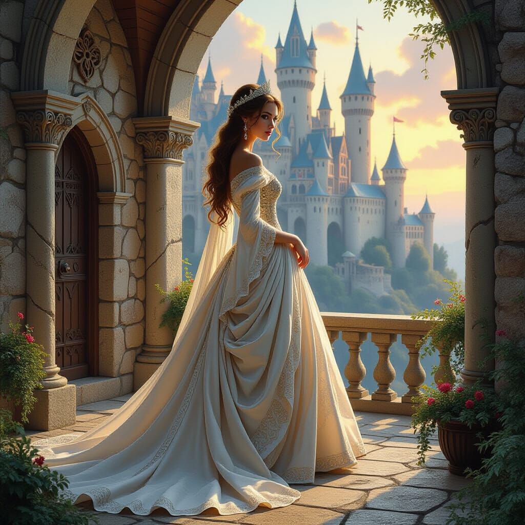 Fantasy Princess in Castle, Alan Lee Style