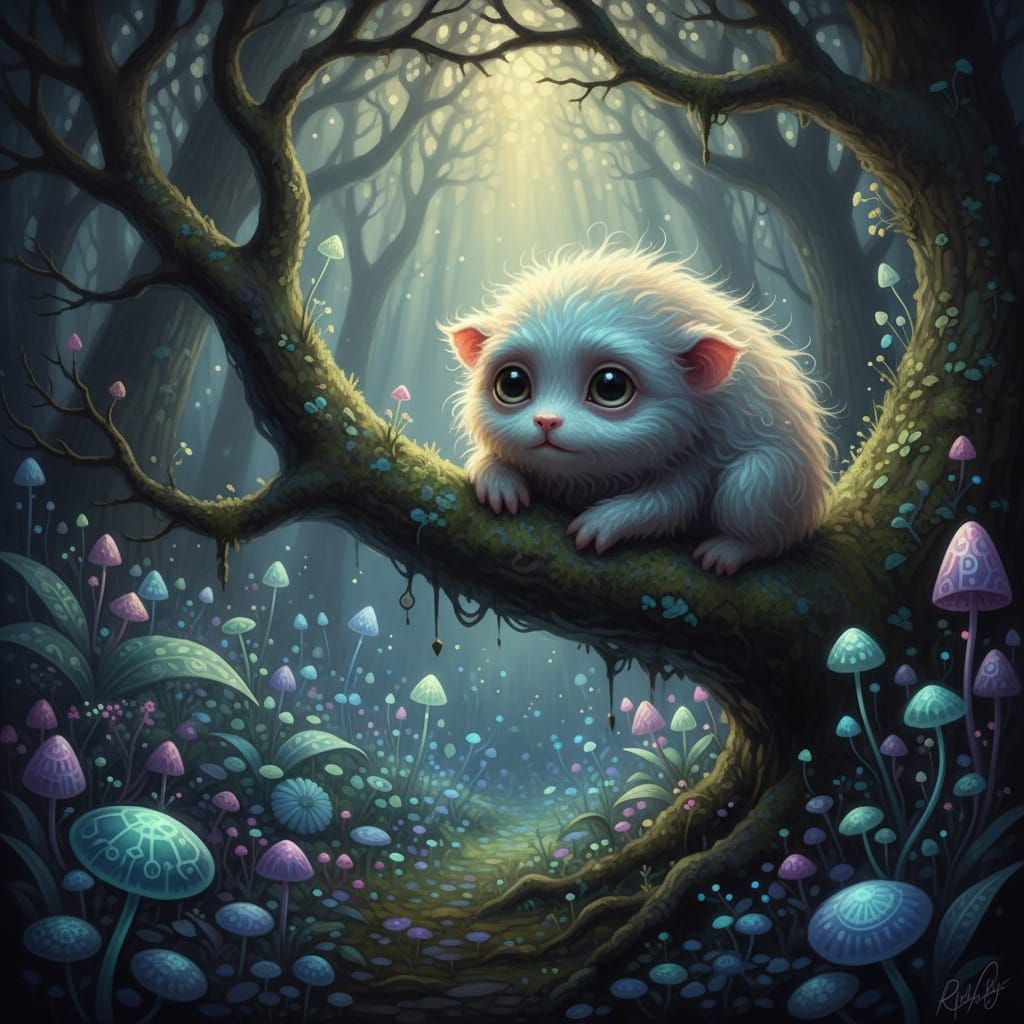 Adorable Fluffy Creature in Enchanted Forest