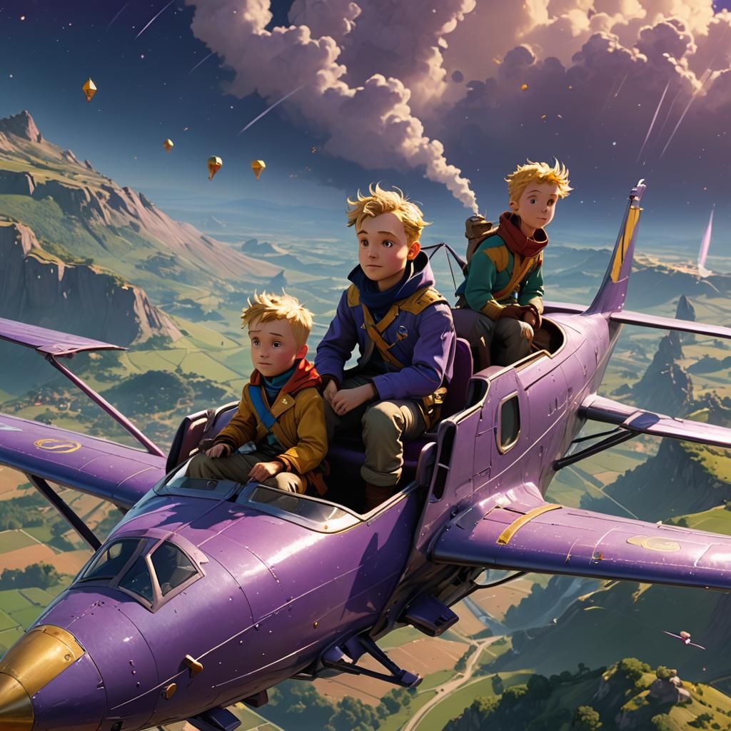 Saint-Exupéry and Le Petit Prince: Hyperdetailed Splash Art