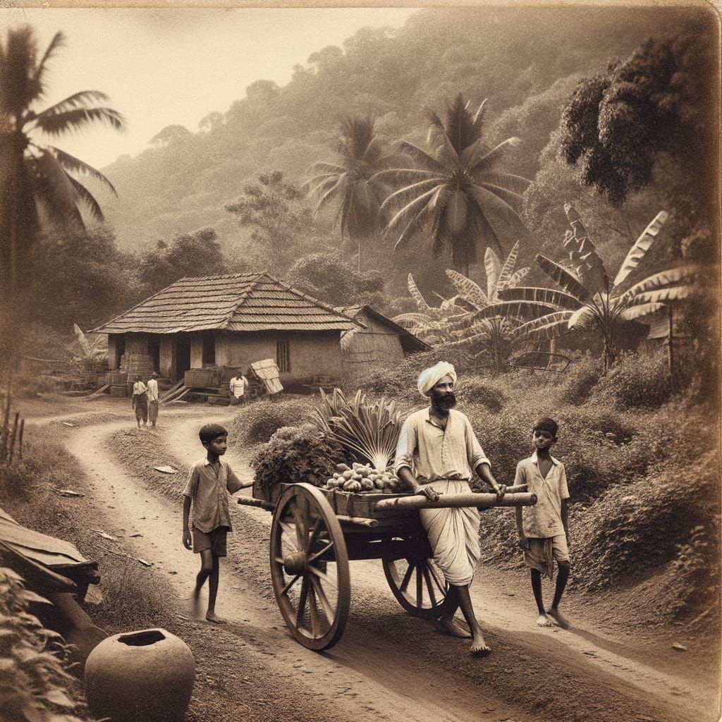 1902 India Konkan Coast Rural Scene with Vegetable Seller