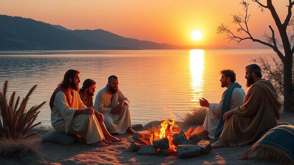 Jesus and Disciples Share Lakeside Breakfast