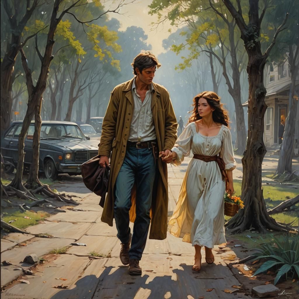 Farewell Scene as Oil Painting by James Gurney
