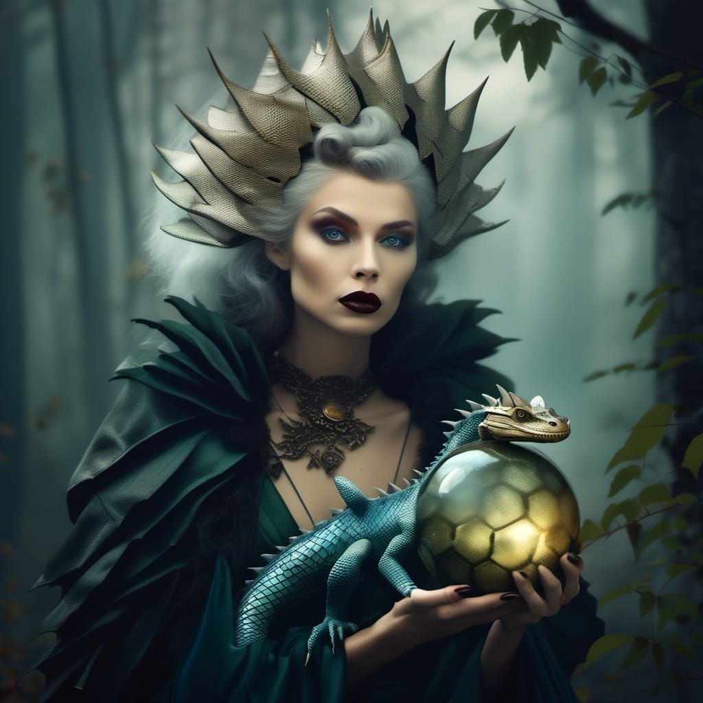 Ethereal Reptilian Princess with Dragon Egg
