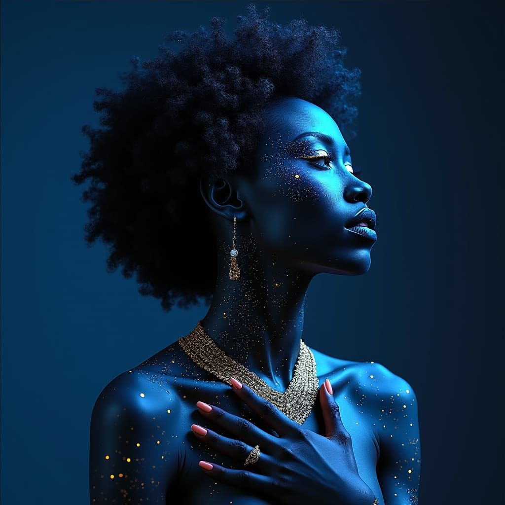 Celestial African Woman as the Night Sky