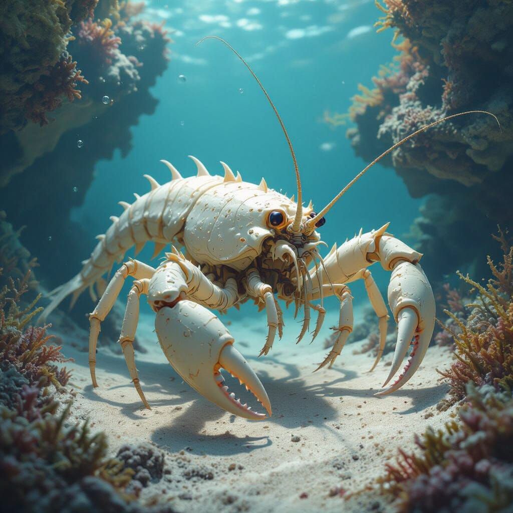 Detailed Bonejaw Shrimp in Dark Fantasy Style