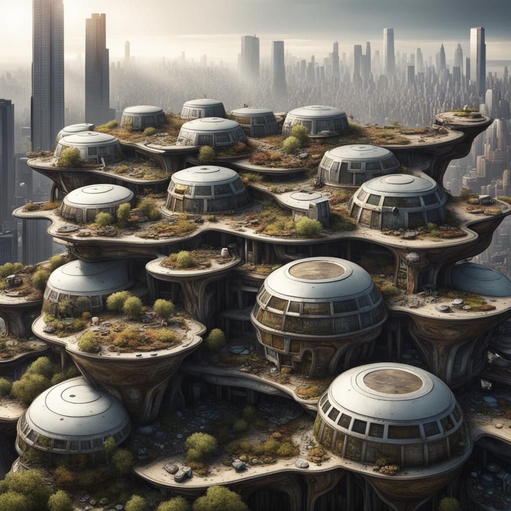 Organic Slum City Atop Spaceship