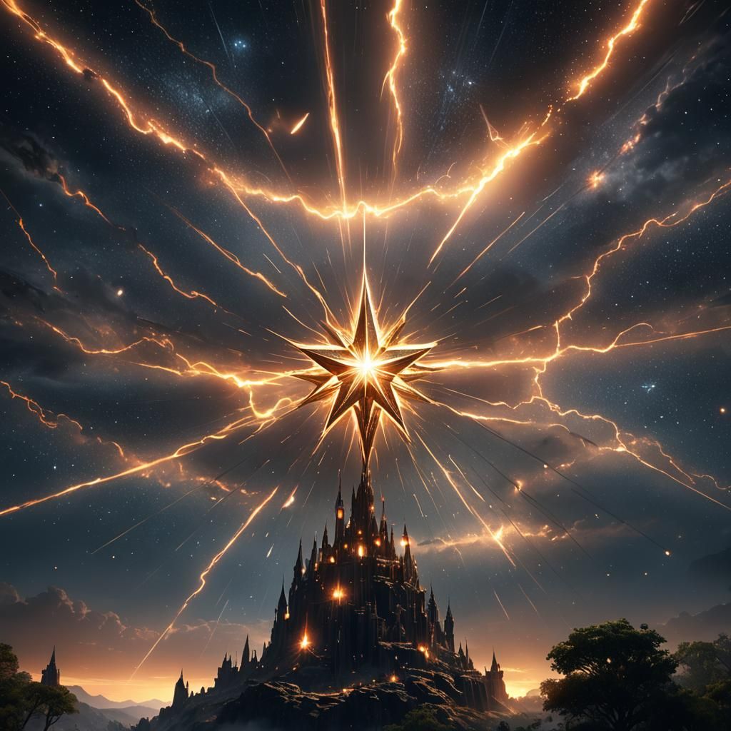 Radiant Star of Hope in Dark Sky