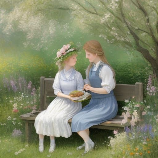 Whimsical Bunny in Impressionist Garden