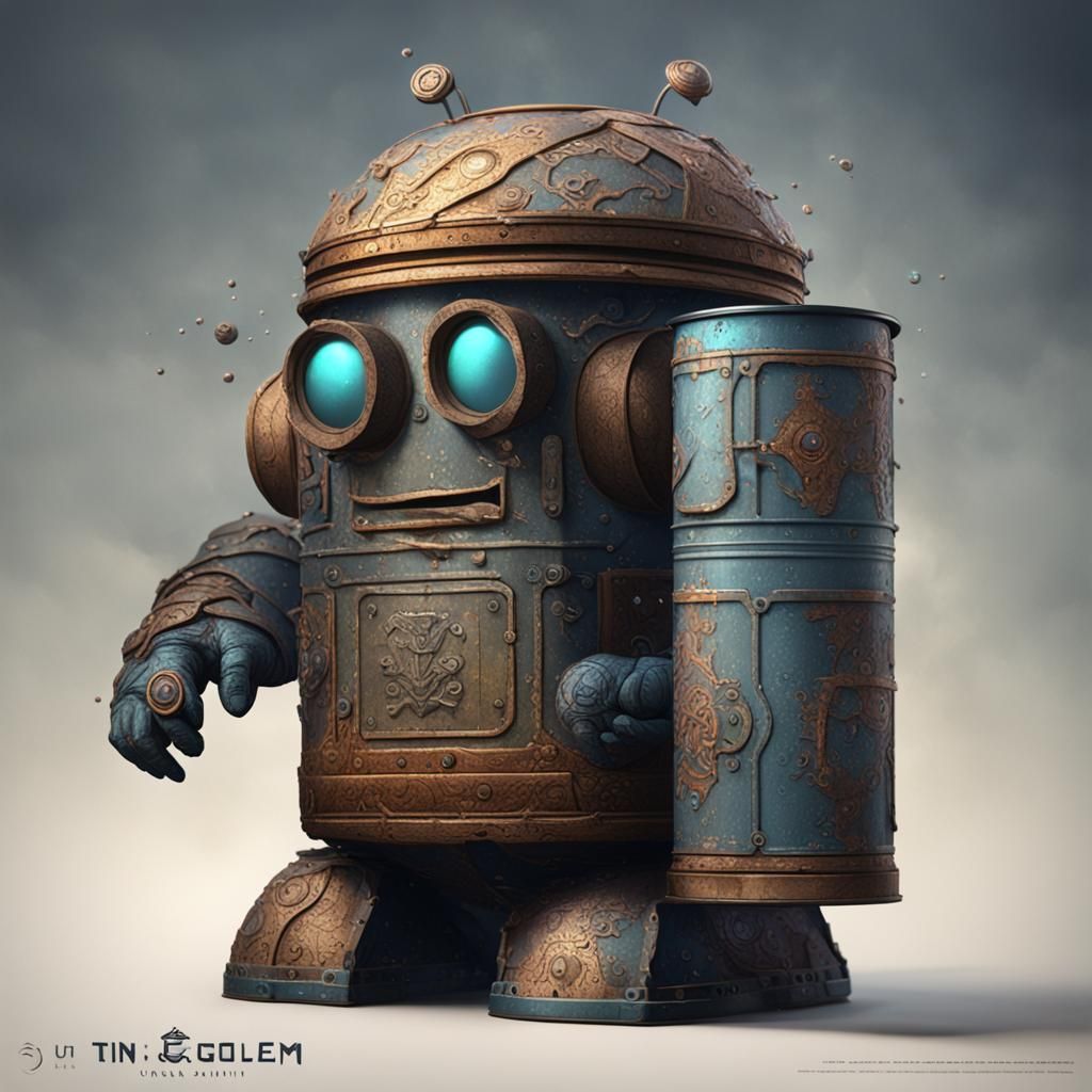Fantastical Tin Can Golem Concept Art