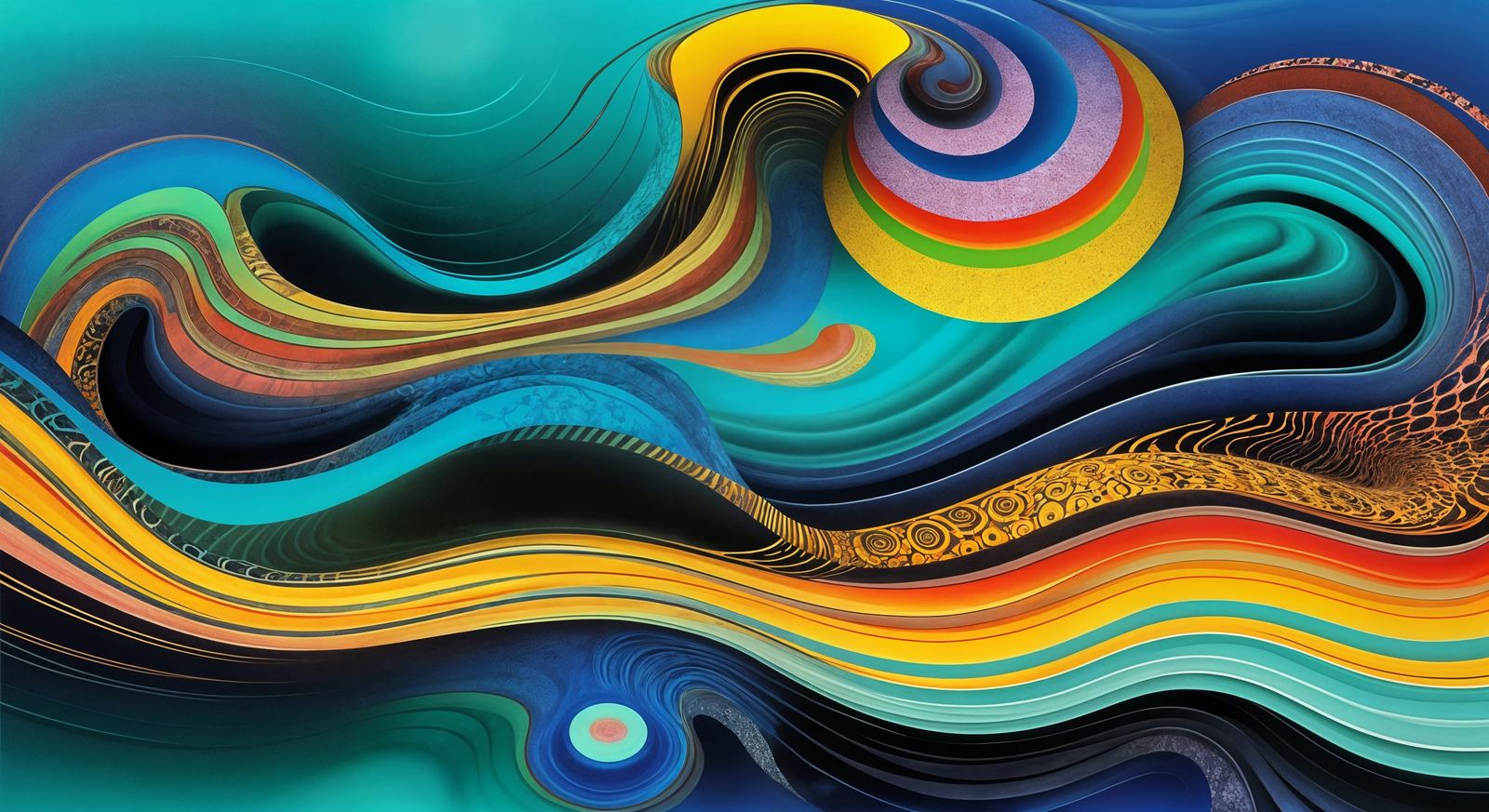 Psychedelic River in Kaleidoscopic Garden