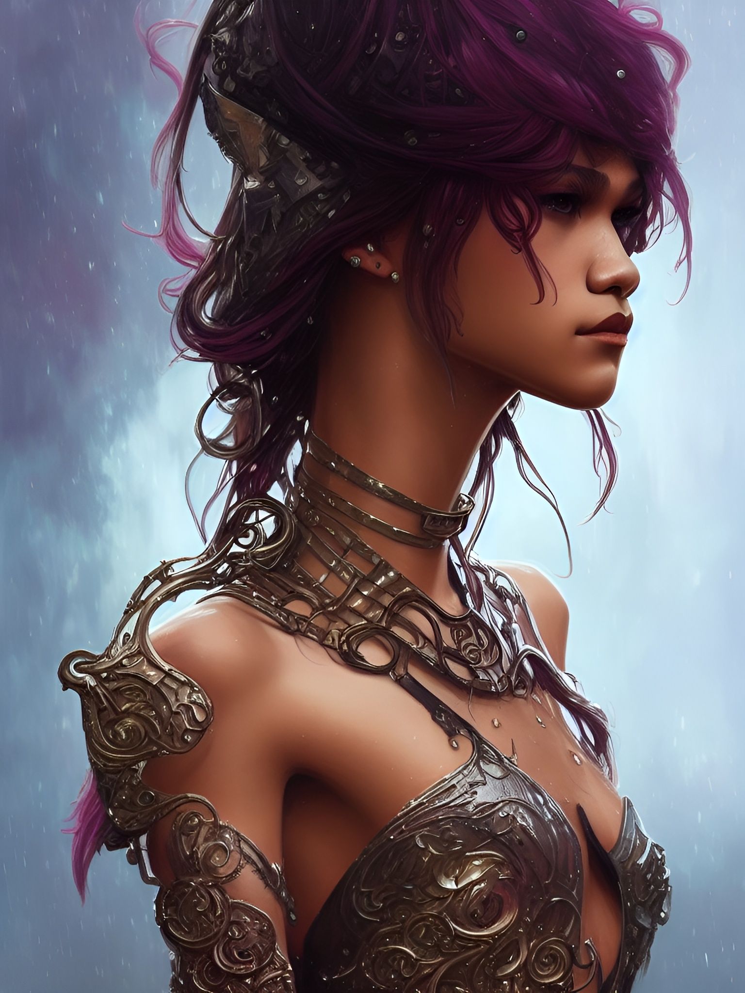 Punk Zendaya Portrait: Digital Art, D&D Fantasy