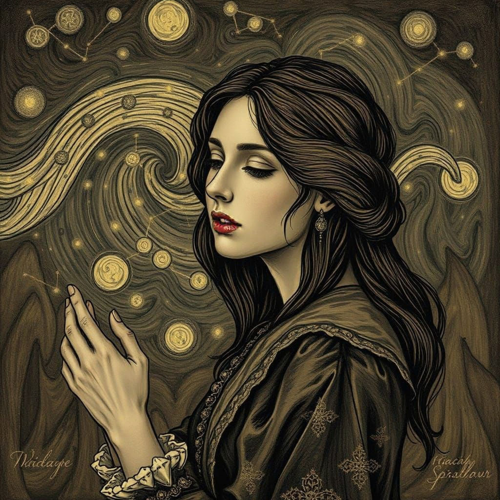 Whispers of a Forgotten Era: A Woman's Gentle Touch Amidst C...